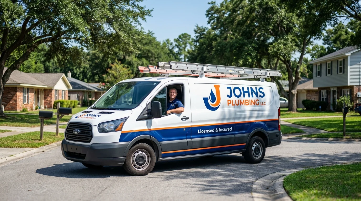 Johns Plumbing LLC service van in Wilmington, IL