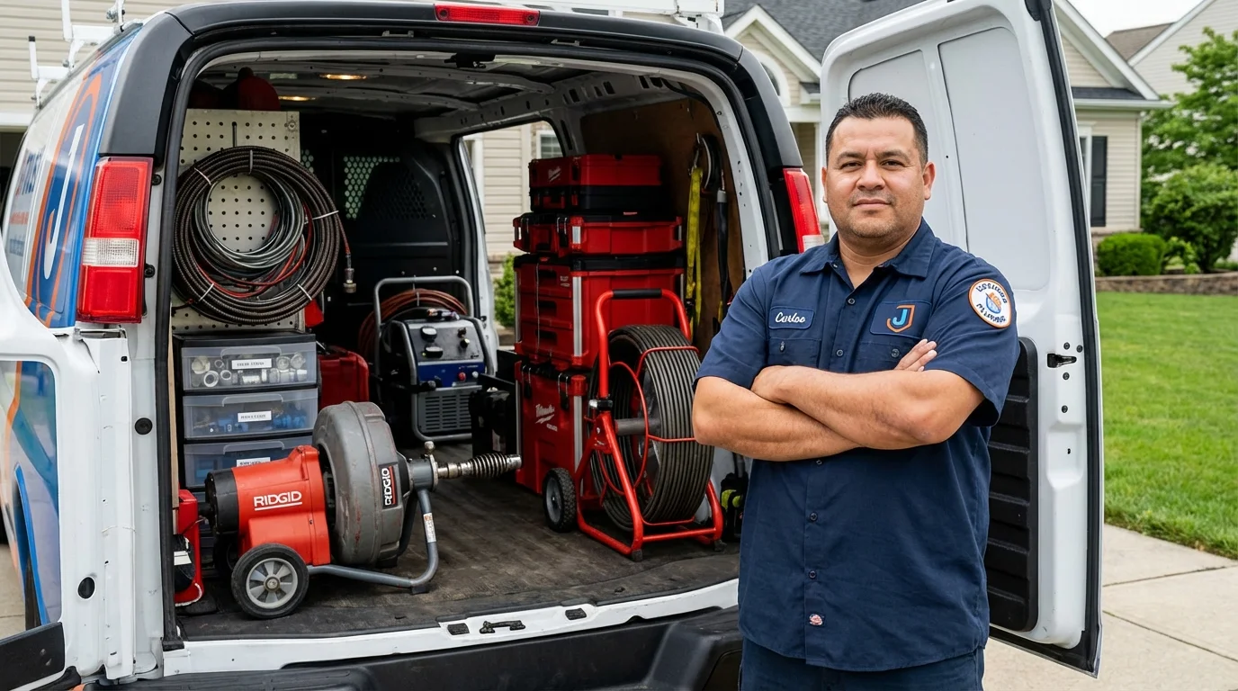 Professional drain cleaning equipment and Johns Plumbing LLC plumber in Wilmington